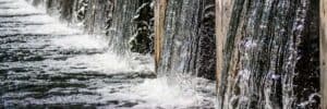 Foam appearing from aeration of a waterfall